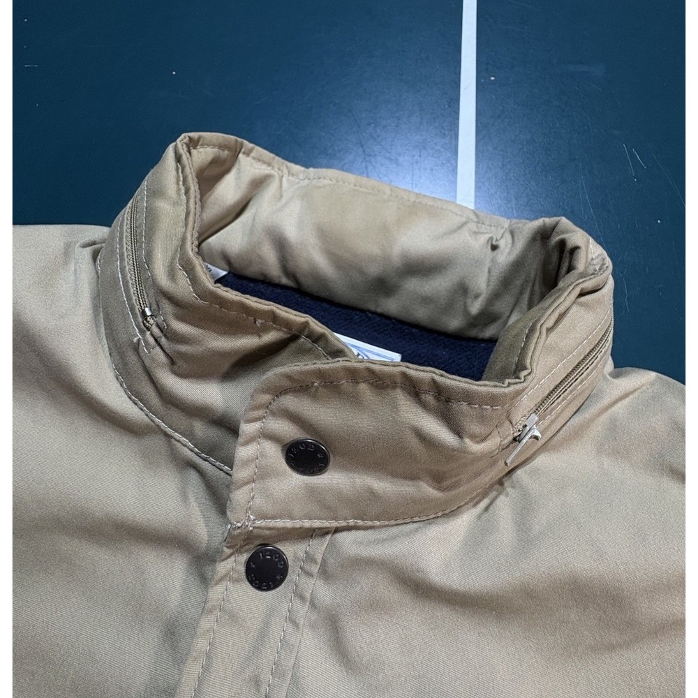 Vintage 70s Izod Lacoste Bomber Jacket Mens XL Beige Fleece Lined Packable Hood - Picture 7 of 16